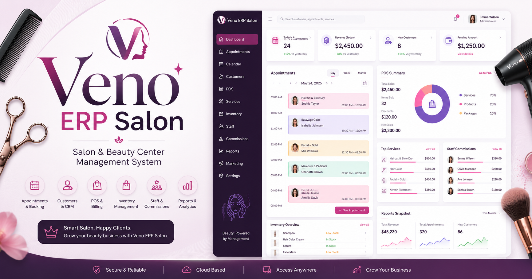 Veno ERP لإدارة الصالونات